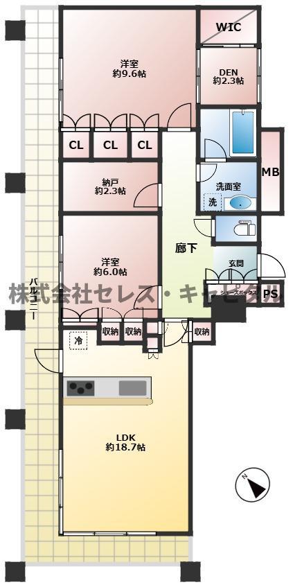エアレジデンス新浦安(2LDK/26階)の間取り写真