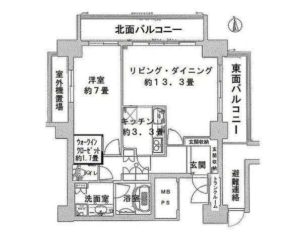エルザグレース堀江タワー(1LDK/32階)の間取り写真