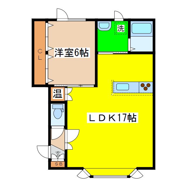 レスト中園(1LDK/1階)の間取り写真