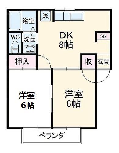 ファミールトーク(2DK/1階)の間取り写真