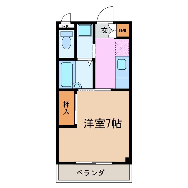 ブリーズII(1K/1階)の間取り写真