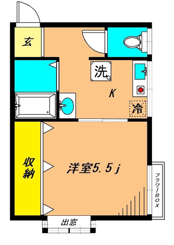 エスポワール和A棟(1K/2階)の間取り写真