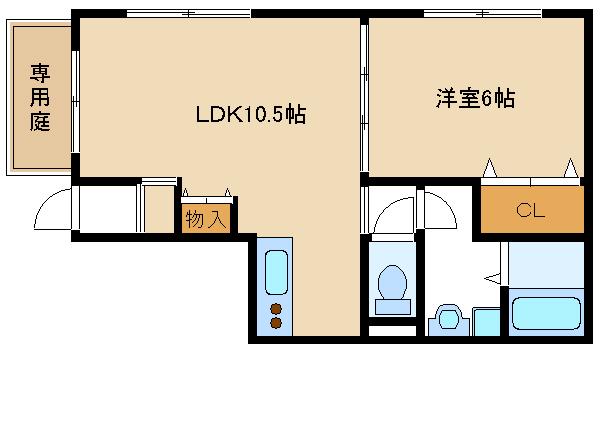 ファインスクエア喜連(1LDK/1階)の間取り写真