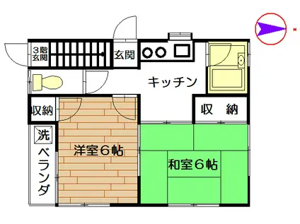 高見ヶ丘コーポ(2K/2階)の間取り写真