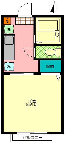 エトワール・ド・ルワB(1K/2階)の間取り写真