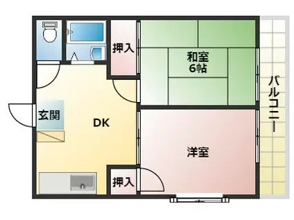 ロイヤルコーポ黒江(2DK/2階)の間取り写真