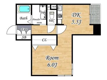 SQUARE(1DK/2階)の間取り写真