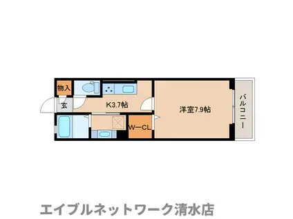 カーサ三保(1K/1階)の間取り写真