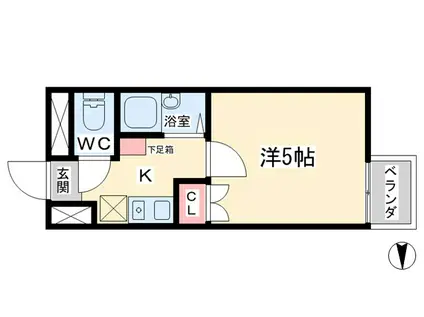 アップルコート於保多I(1K/3階)の間取り写真