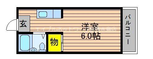JR山陽本線 庭瀬駅 徒歩3分 2階建 築37年(1K/1階)の間取り写真