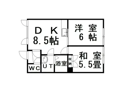 プレース北都(2DK/2階)の間取り写真