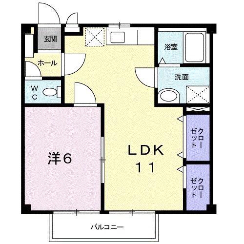 ラフォーレ大陽II(1LDK/1階)の間取り写真
