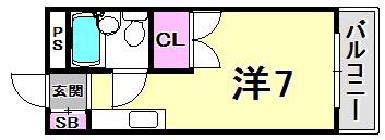 アイビーコートII(ワンルーム/3階)の間取り写真