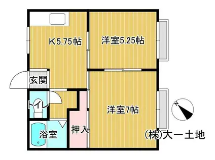 パークハイツはこざきI(2K/1階)の間取り写真