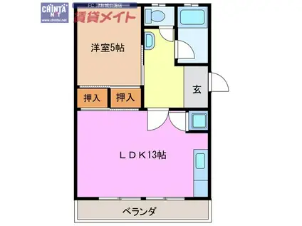 新町ハイツ(1LDK/3階)の間取り写真