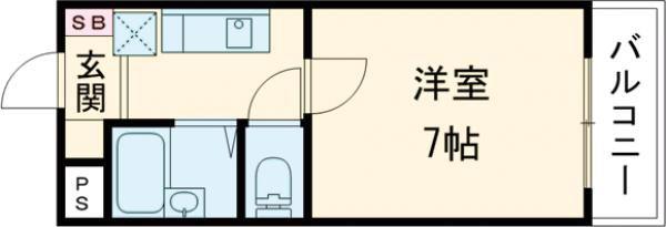 雅ガーデンハイツN棟(1K/2階)の間取り写真