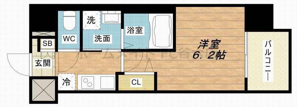セオリー夕陽丘DOOR(1K/8階)の間取り写真