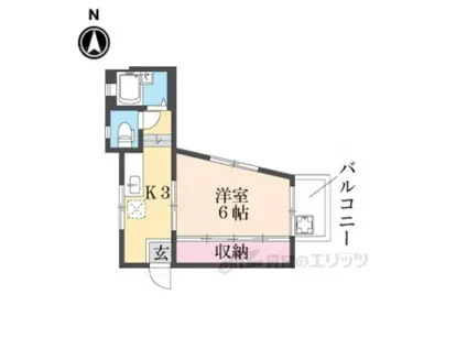 平城山パートVI(1K/2階)の間取り写真