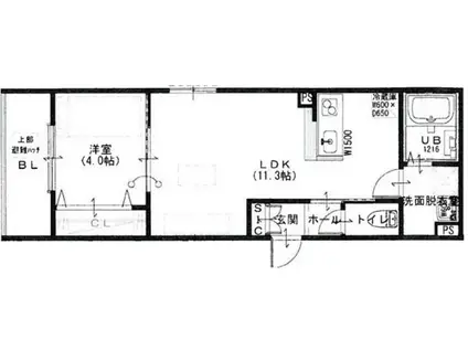 ARCAりんくうI(1LDK/2階)の間取り写真