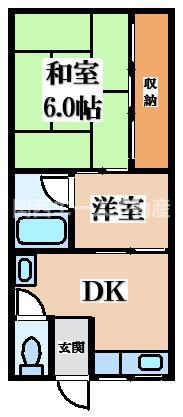 山本文化(2DK/2階)の間取り写真