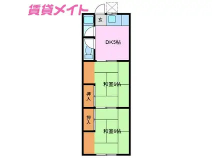 ナショナルアパート(2DK/1階)の間取り写真