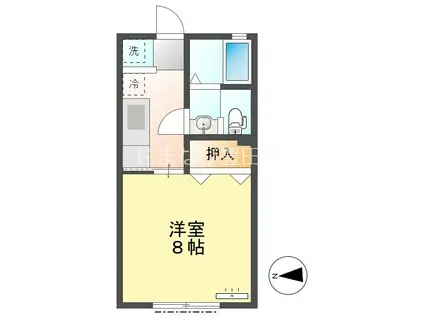 コーポ下仁木III(1K/1階)の間取り写真