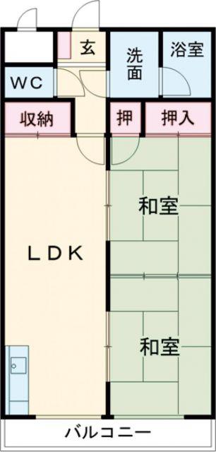 クランブレ西川田(2LDK/3階)の間取り写真