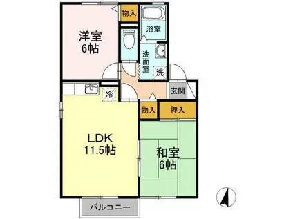 ラファール(2LDK/2階)の間取り写真