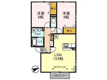 ソレアード(2LDK/2階)の間取り写真