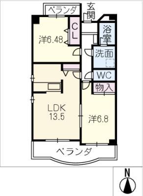 クレールナデシコ(2LDK/1階)の間取り写真