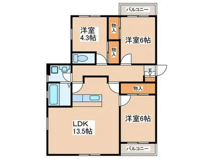 しあわせ野44(3LDK/3階)の間取り写真