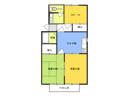 コーポ梅林(3DK/2階)の間取り写真