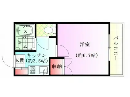 ウェンディ光が丘(1K/1階)の間取り写真