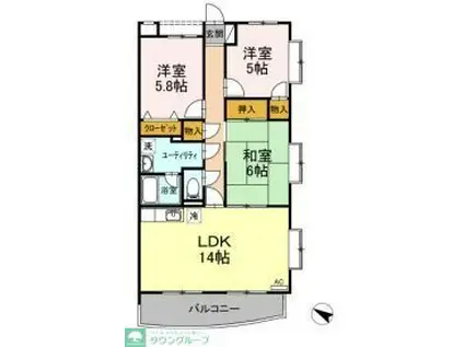 セイシェル(3LDK/3階)の間取り写真