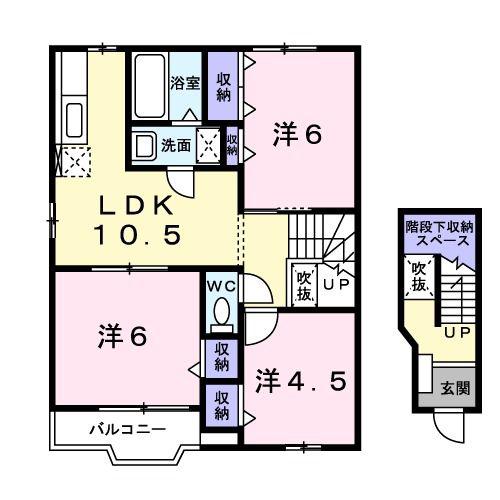 ヴィラ フォーレスト A(3LDK/2階)の間取り写真