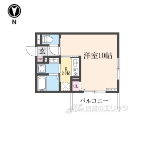 フォーレスト修学院2(1K/2階)の間取り写真