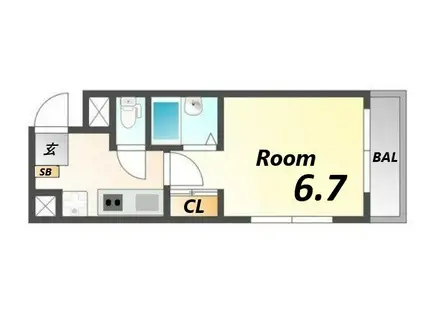 ジュネス姫路II(1K/7階)の間取り写真