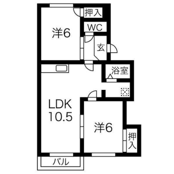 サンシャイン90(2LDK/1階)の間取り写真