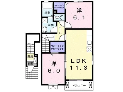 シーサイドスクエアーI(2LDK/2階)の間取り写真