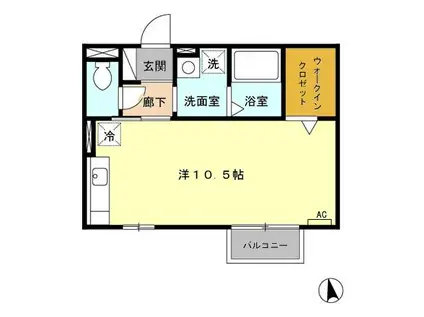 セジュールS(ワンルーム/2階)の間取り写真