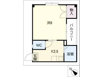 シングル薬師(1K/2階)の間取り写真