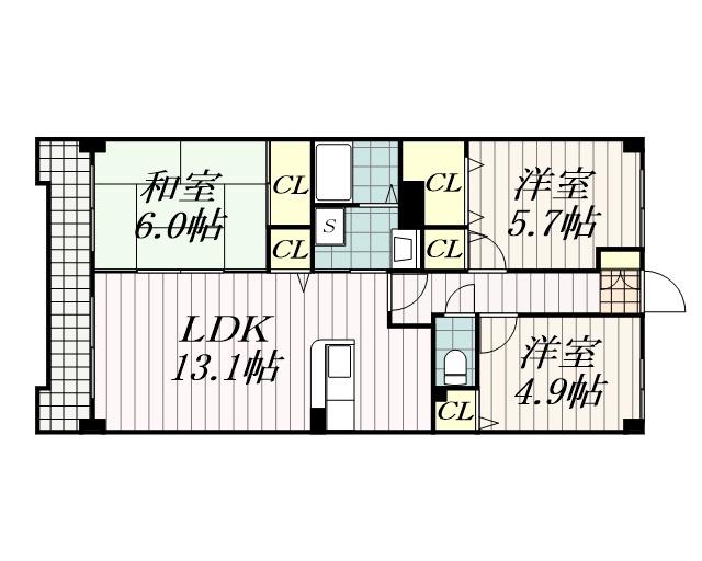 ヒロ末広(3LDK/7階)の間取り写真