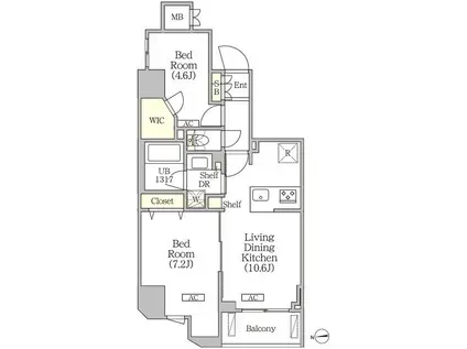 クラリティア浅草橋(2LDK/11階)の間取り写真