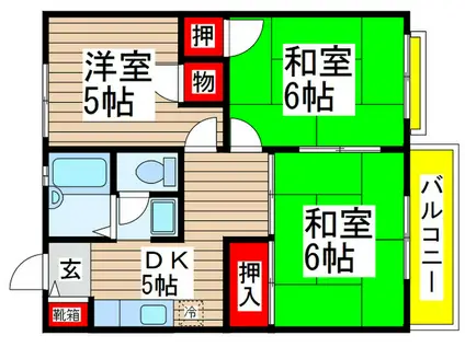 ブリックビラ1(3DK/2階)の間取り写真