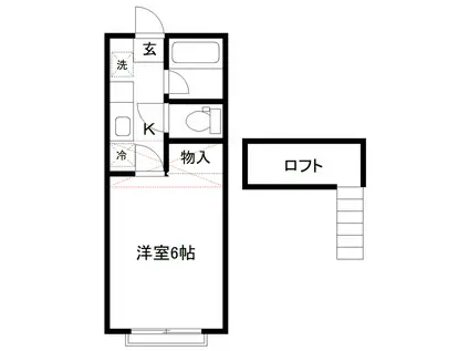マイカルセブン(1K/2階)の間取り写真