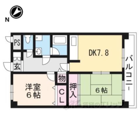ルミエール2(2DK/4階)の間取り写真