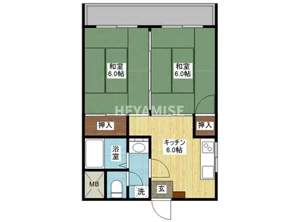 アルディオラ ウラベ(2DK/3階)の間取り写真