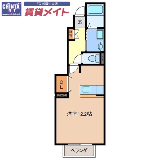 JR紀勢本線 徳和駅 徒歩28分 2階建 築21年(ワンルーム/1階)の間取り写真