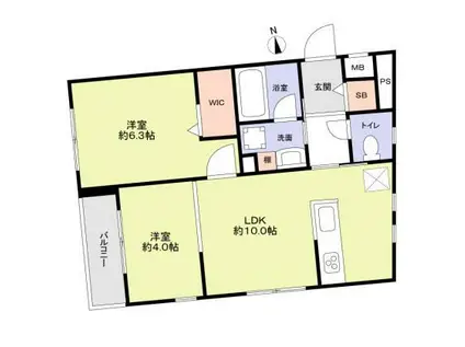 GRANDUO SHIMOKITA SHIMOKITAZAWA VII(2LDK/2階)の間取り写真