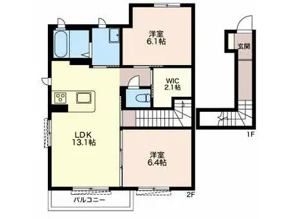 サンフローラ(2LDK/1階)の間取り写真